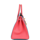 Hermes Special Order (HSS) Birkin 25 Celeste and Rose Lipstick Chevre Mysore Brushed Gold Hardware - Thumbnail View 3