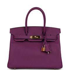 Pre-owned Hermes Birkin 30 Anemone Epsom Gold Hardware