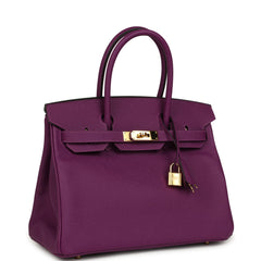 Pre-owned Hermes Birkin 30 Anemone Epsom Gold Hardware