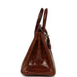 Pre-owned Hermes Birkin 25 Miel Shiny Niloticus Crocodile Palladium Hardware - Thumbnail View 3