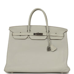Pre-owned Hermes Birkin 40 Gris Perle Togo Palladium Hardware