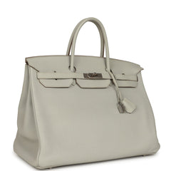 Pre-owned Hermes Birkin 40 Gris Perle Togo Palladium Hardware