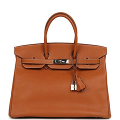 Vintage Hermes Birkin 35 Gold Epsom Palladium Hardware