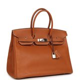 Vintage Hermes Birkin 35 Gold Epsom Palladium Hardware - Thumbnail View 2