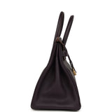 Pre-owned Hermes Birkin 35 Raisin Clemence Gold Hardware