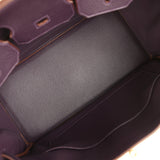 Pre-owned Hermes Birkin 35 Raisin Clemence Gold Hardware