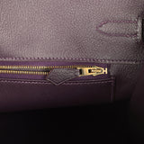 Pre-owned Hermes Birkin 35 Raisin Clemence Gold Hardware
