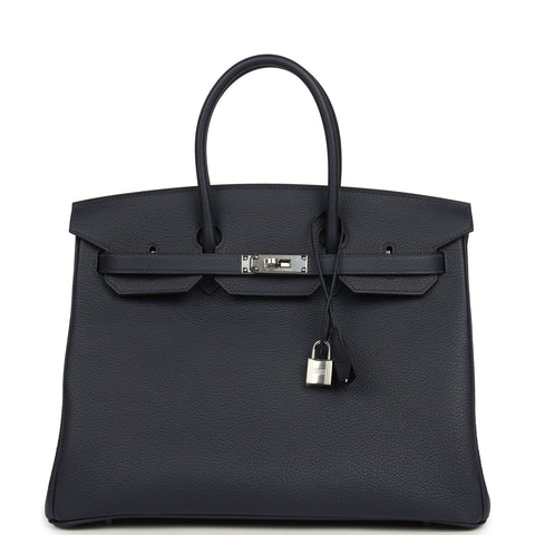 Hermes Birkin 35 Bleu Nuit Togo Palladium Hardware