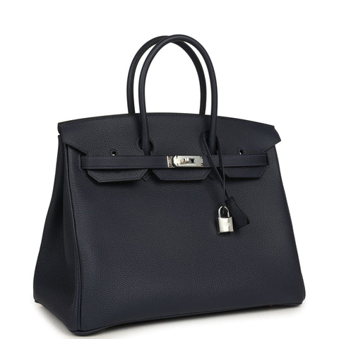 Hermes Birkin 35 Bleu Nuit Togo Palladium Hardware