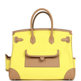 Hermes Birkin Cargo 35 Jaune Citron Toile and Chai Swift Palladium Hardware - Thumbnail View 4