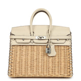 Pre-owned Hermes Picnic Birkin Sellier 25 Nata Swift Palladium Hardware - Thumbnail View 1