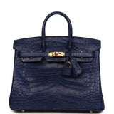 Hermes Birkin 25 Bleu Saphir Matte Alligator Gold Hardware - Thumbnail View 1