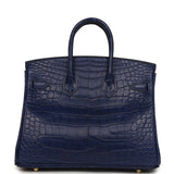 Hermes Birkin 25 Bleu Saphir Matte Alligator Gold Hardware - Thumbnail View 4