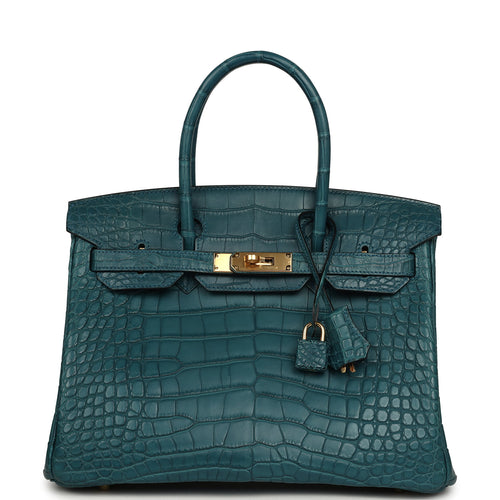 Pre-owned Hermes Birkin 30 Colvert Matte Alligator Gold Hardware