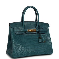 Pre-owned Hermes Birkin 30 Colvert Matte Alligator Gold Hardware