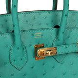 Hermes Birkin 25 Vert Verone Ostrich Gold Hardware - Thumbnail View 7
