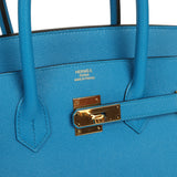 Pre-owned Hermes Birkin 35 Bleu Zanzibar Epsom Gold Hardware - Thumbnail View 7