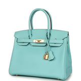Pre-owned Hermes Birkin 30 Bleu Atoll Epsom Gold Hardware - Thumbnail View 5