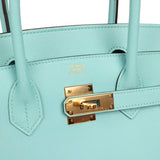 Pre-owned Hermes Birkin 30 Bleu Atoll Epsom Gold Hardware - Thumbnail View 7