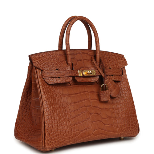 Hermes Birkin 25 Gold Matte Alligator Gold Hardware
