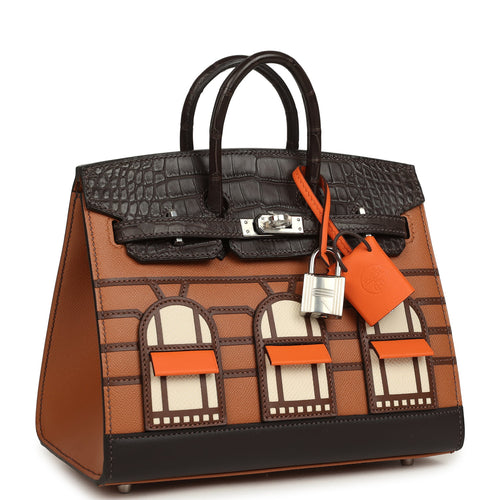 Hermes "Day" Faubourg Birkin Sellier 20 Ebene Matte Alligator Palladium Hardware