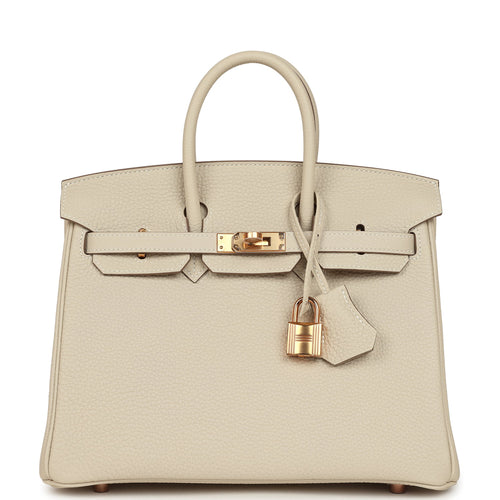 Hermes Birkin 25 Craie Togo Rose Gold Hardware