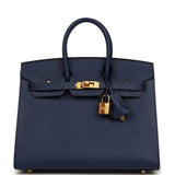 Hermes Special Order (HSS) Birkin Sellier 25 Bleu Saphir Epsom Gold Hardware - Thumbnail View 1
