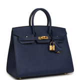 Hermes Special Order (HSS) Birkin Sellier 25 Bleu Saphir Epsom Gold Hardware - Thumbnail View 2