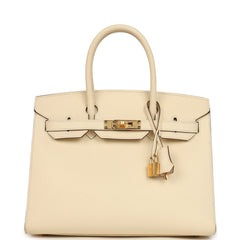 Pre-owned Hermes Birkin Sellier 30 Nata Epsom Gold Hardware