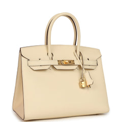 Pre-owned Hermes Birkin Sellier 30 Nata Epsom Gold Hardware