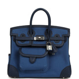 Hermes Birkin Cargo 25 Egee Toile Geoland and Bleu Navy Swift Palladium Hardware - Thumbnail View 1