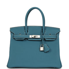 Hermes Birkin 30 Blue Jean Togo Palladium Hardware