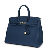 Hermes Birkin 35 Bleu Tie Togo Palladium Hardware