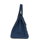 Hermes Birkin 35 Bleu Tie Togo Palladium Hardware