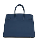 Hermes Birkin 35 Bleu Tie Togo Palladium Hardware