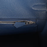 Hermes Birkin 35 Bleu Tie Togo Palladium Hardware