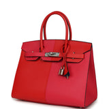 Pre-owned Hermes Casaque Birkin Sellier 30 Rouge De Coeur and Rose Extreme Epsom Palladium Hardware - Thumbnail View 5