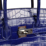Pre-owned Hermes Birkin 30 Bleu Electric Shiny Niloticus Crocodile Palladium Hardware - Thumbnail View 7