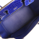 Pre-owned Hermes Birkin 30 Bleu Electric Shiny Niloticus Crocodile Palladium Hardware - Thumbnail View 8