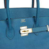 Pre-owned Hermes Birkin 35 Bleu Izmir Epsom Gold Hardware - Thumbnail View 7