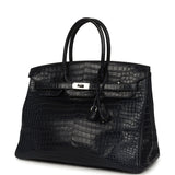 Pre-owned Hermes Birkin 35 Bleu Indigo Matte Porosus Crocodile Palladium Hardware - Thumbnail View 5