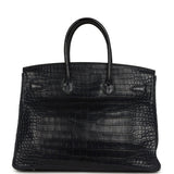 Pre-owned Hermes Birkin 35 Bleu Indigo Matte Porosus Crocodile Palladium Hardware - Thumbnail View 4