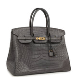 Pre-owned Hermes Birkin 35 Gris Paris Matte Alligator Gold Hardware - Thumbnail View 2