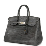 Pre-owned Hermes Birkin 35 Gris Paris Matte Alligator Gold Hardware - Thumbnail View 5