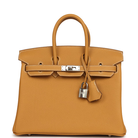 Hermes Birkin 25 Naturel Sable Togo Palladium Hardware
