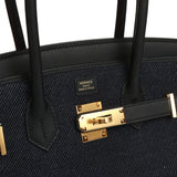 Hermes Shoulder Birkin Light 29 Black Swift and Bleu Indigo Denim Gold Hardware - Thumbnail View 7