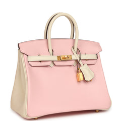 Hermes Special Order (HSS) Birkin 25 Rose Sakura and Nata Swift Brushed Gold Hardware