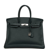 Pre-owned Hermes Birkin 35 Vert Cypress Novillo Palladium Hardware - Thumbnail View 1