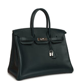 Pre-owned Hermes Birkin 35 Vert Cypress Novillo Palladium Hardware - Thumbnail View 2