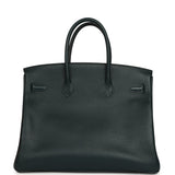 Pre-owned Hermes Birkin 35 Vert Cypress Novillo Palladium Hardware - Thumbnail View 4